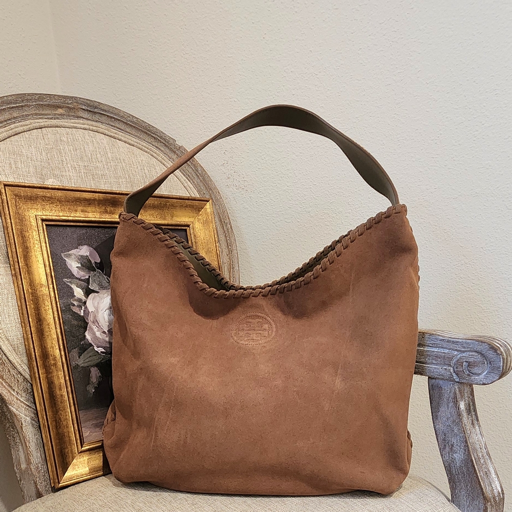 Tory Burch Classic Tan Suede Shoulder/ Hobo Bag - Picture 2 of 9